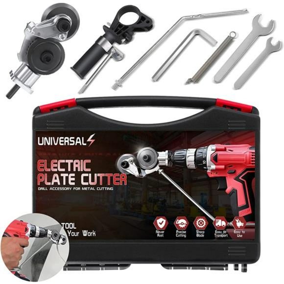 Electric Drill Plate Cutter, Universal Metal Nibbler Drill Attachment w/ Adapter - Picture 8 of 12
